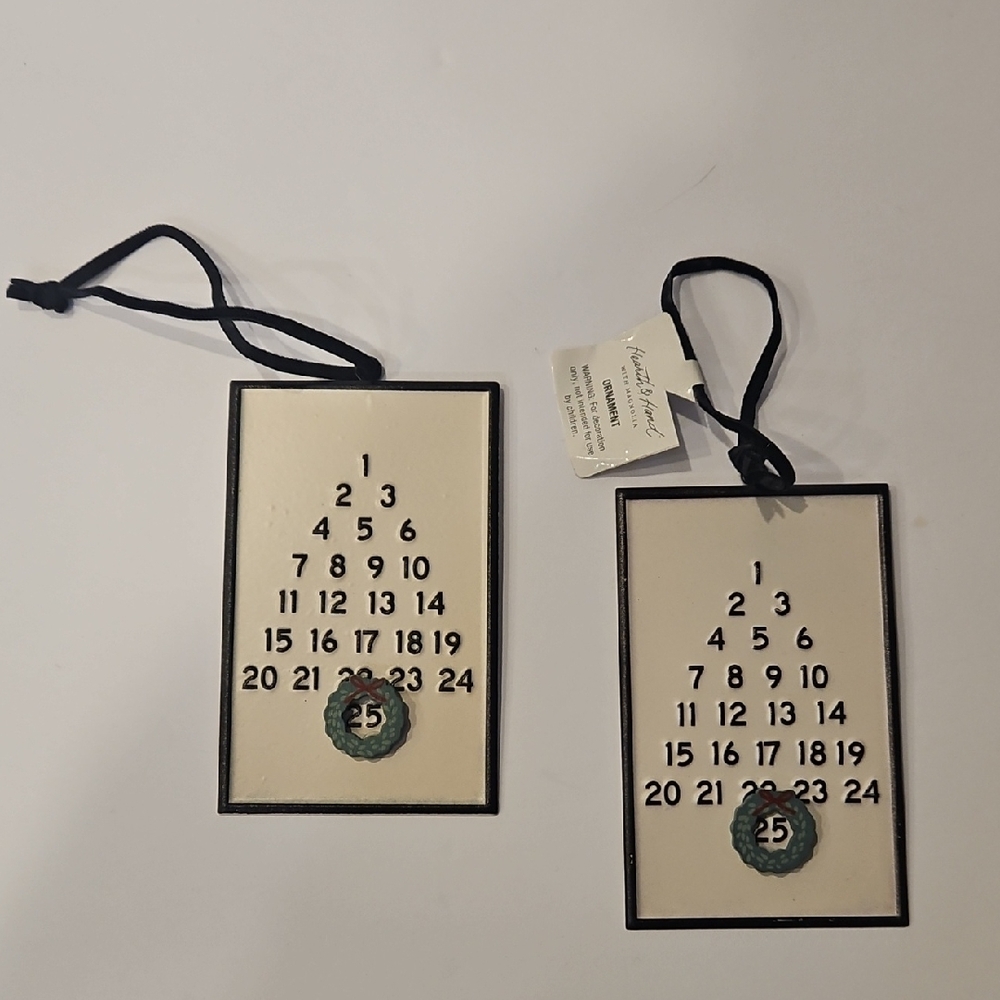 NWT Set Of 2 Advent Calendar Ornament Set By Magnolia Heath & Hand